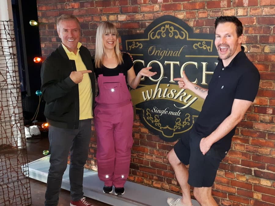 Old Brick Wall Mural is the backdrop for Colin and Justin's Cityline segment. Brick Wallpaper sold by AboutMurals.ca.