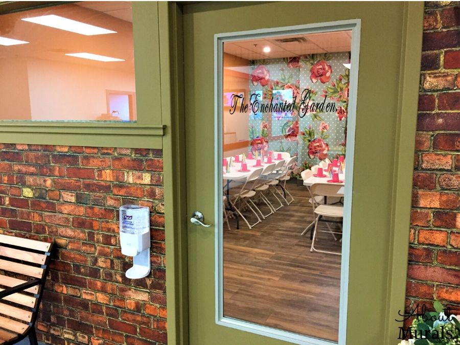 Old Brick Wall Mural, as seen at The Pearl Hummingbird Educational Centre, is a red brick wallpaper sold by AboutMurals.ca.