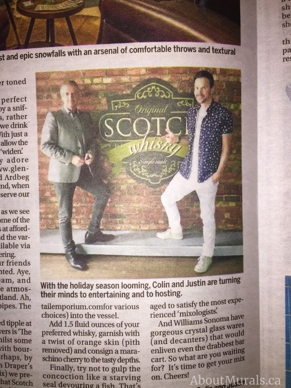 About Murals Old Brick Wall Mural is featured in the Toronto Sun with Colin and Justin