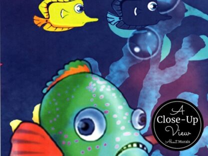 A close-up view of fish in an underwater wallpaper from About Murals.
