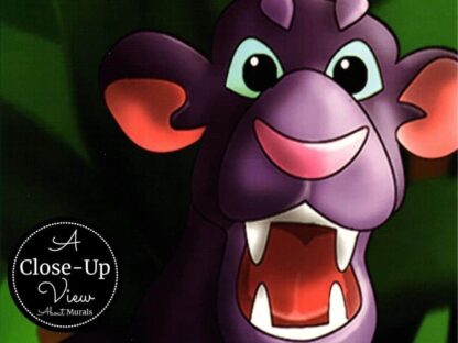 A close-up view of a purple panther in a kids jungle wall mural from About Murals