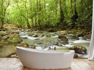 Mountain Stream Wall Mural in a Bathroom from About Murals
