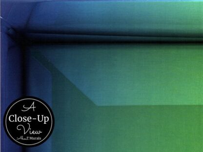 A close-up view of a blue and green cube from a wallpaper called Rainbow Cubes Wall Mural from About Murals