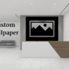 Custom wallpaper, as seen on the wall of this commercial business, is designed and printed for customers in Canada and USA.