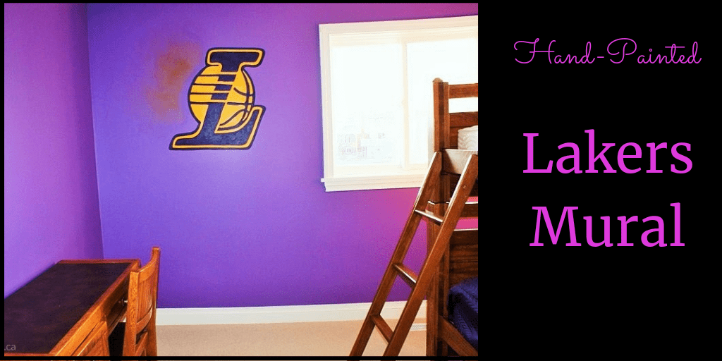 A Lakers mural painted by Adrienne of AboutMurals.ca