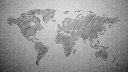 Textured Gray World Map Wallpaper is a neutral design with a watercolor paper effect from About Murals