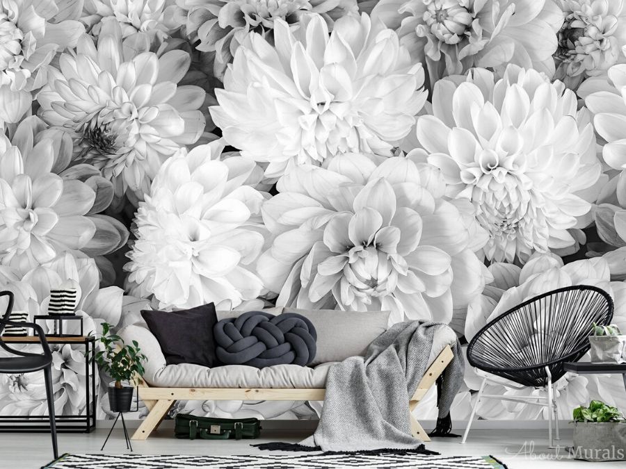 Black and White Flower Wallpaper | About Murals