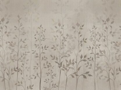 Beige Leaf Wallpaper features tall, leafy plants on a tan burlap background from About Murals.