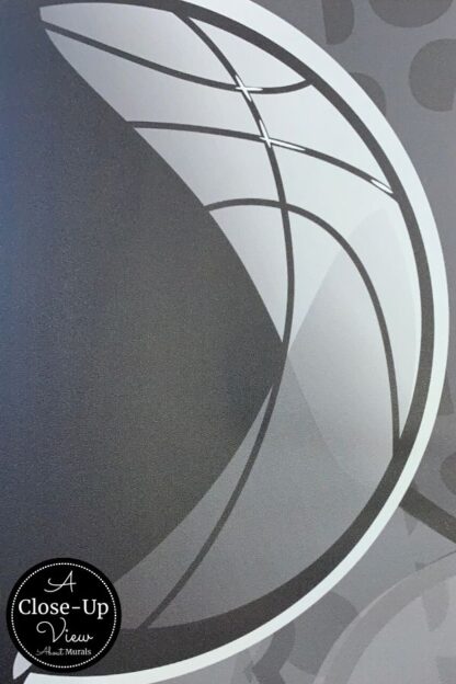 A close-up of a ball in a black basketball wallpaper from About Murals.
