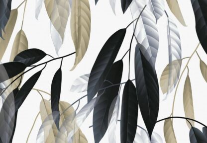 Black Grey and Gold Leaf Wallpaper - Image 2
