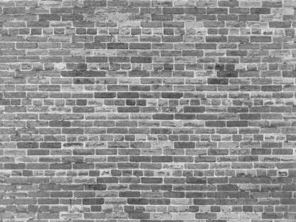 Black and White Brick Wallpaper is a photo mural of grey bricks from About Murals.