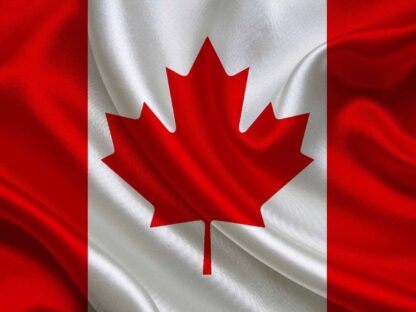 Canadian Flag Wallpaper features the red maple leaf on a red and white background from About Murals.