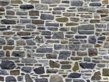 Country Stone Wallpaper is a photo mural of a pastel green and blue stone wall from About Murals.