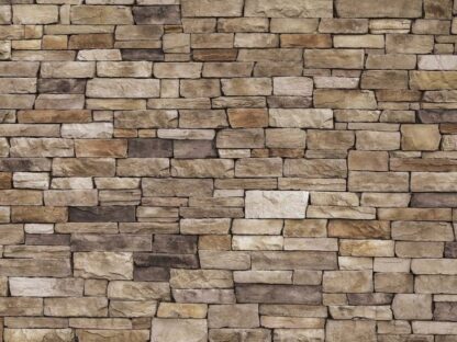 Stone Look Wallpaper is a photo mural of a brown stacked stone wall from About Murals.