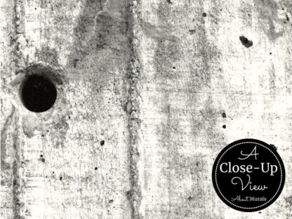 A close-up of a tie hole and wet cement in a textured concrete wallpaper from About Murals.