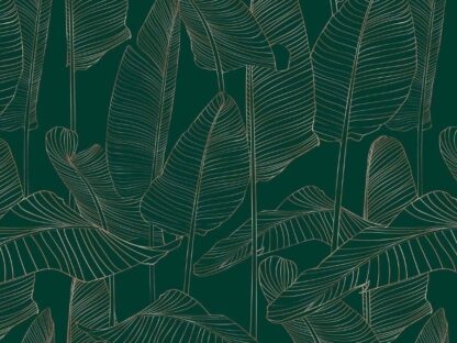 Banana Leaf Wallpaper features green, tall tropical leaves with texture veining from About Murals.