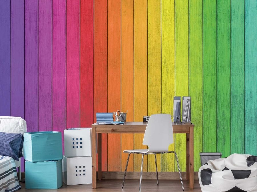 Colorful Wood Wallpaper | About Murals