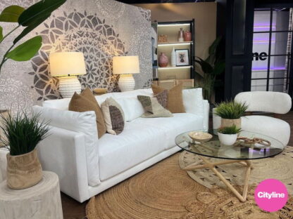 Mandala Wallpaper, as seen on the TV show Cityline with Colin and Justin, features circles with a pattern motif in greys and beiges from About Murals.