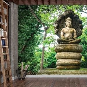 Shop wallpaper murals, like this spiritual mural in a yoga studio, from About Murals.