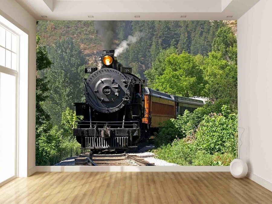 3D Steam Train Wallpaper Wall Murals Removable Wallpaper 19 | eBay
