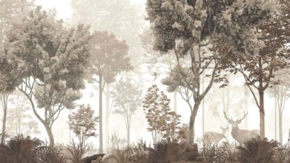 Vintage Forest Wallpaper is a kids mural with beautiful deer in a brown forest from About Murals.