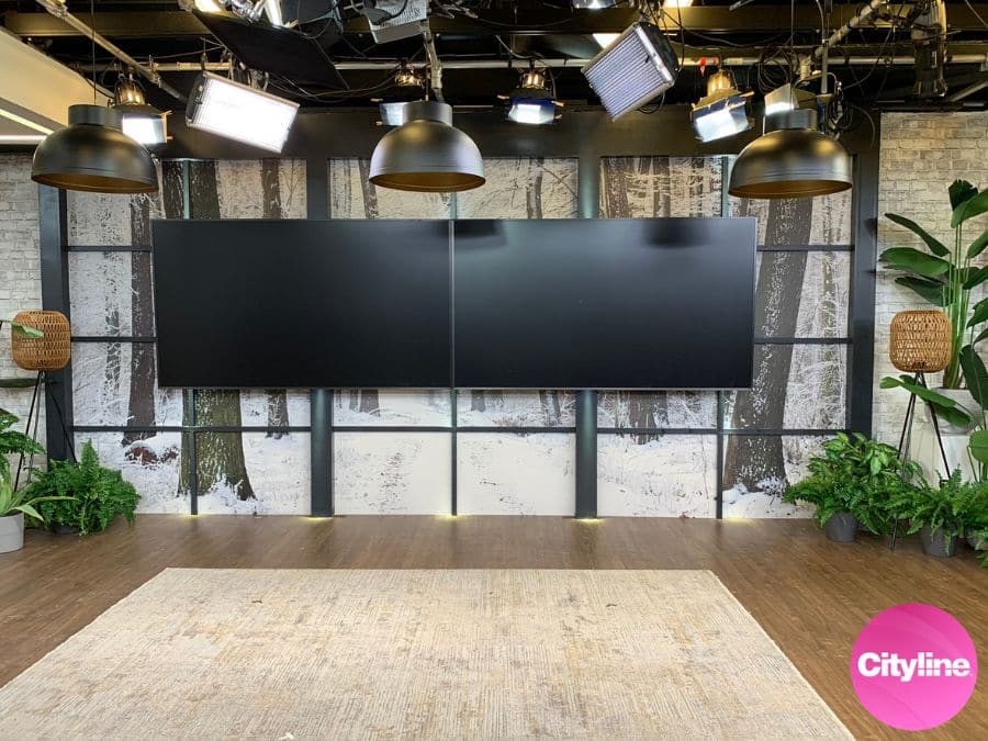 Winter Path Wallpaper Canada, as seen on the wall at Cityline in Toronto, is a photo mural of snow covered trees lining a forest trail from About Murals.