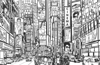 Black and White Times Square Wallpaper - Image 2