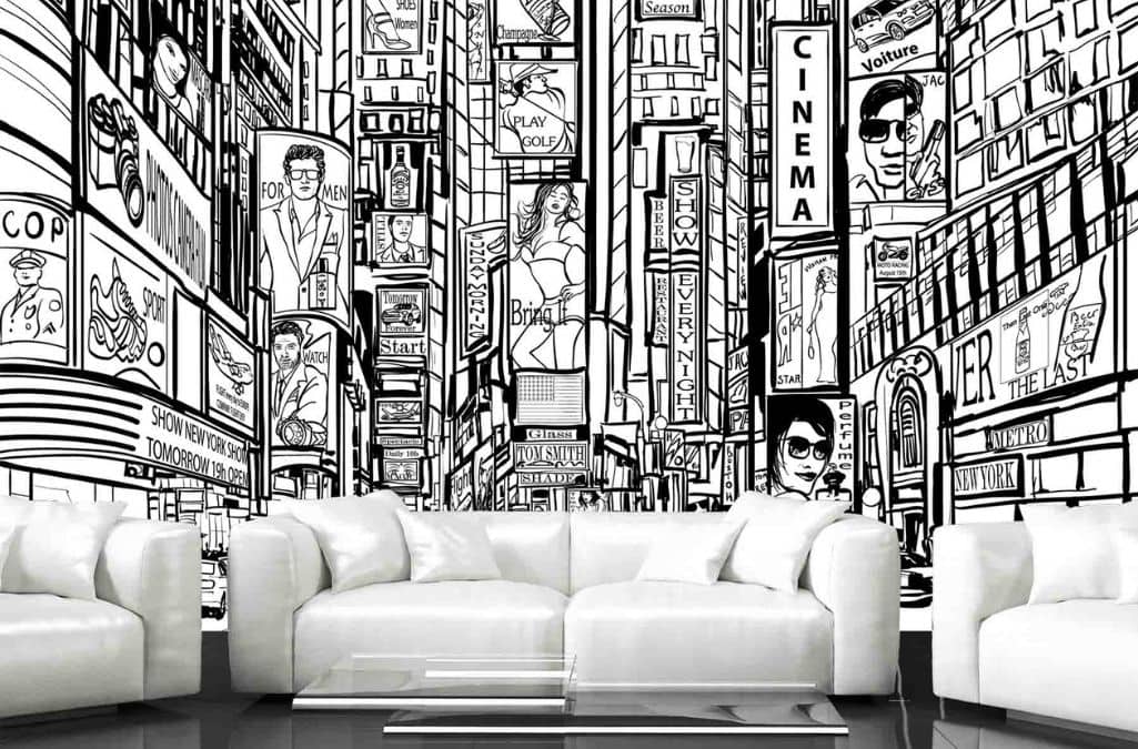 Black and White Graphic Murals and Wallpaper  tiny kelsie  Modern room  design Wall design Black and white wallpaper