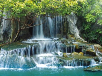 Waterfall Wallpaper is a photo mural of waterfalls in a garden in the province of Ratchcaburi, Thailand from About Murals.