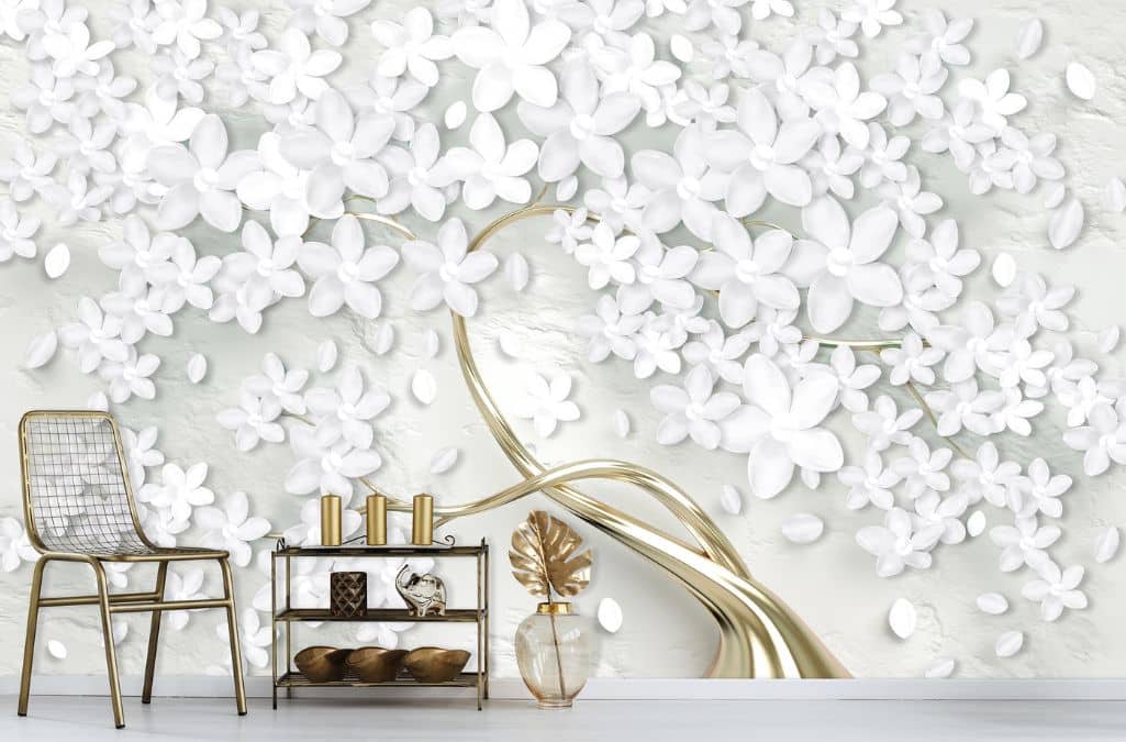 White Flower Tree Wallpaper | About Murals