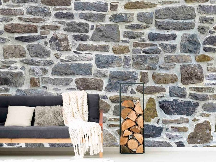 Shop PVC free wallpaper, like this faux stone design, from About Murals