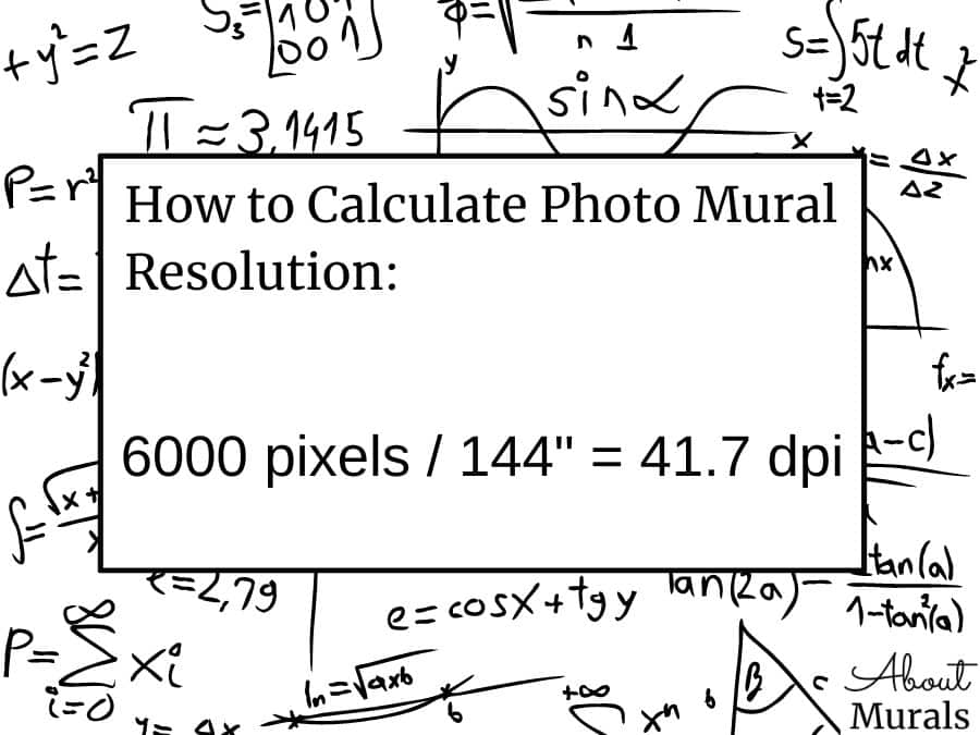 A calculation to explain what resolution should photos be for wall mural