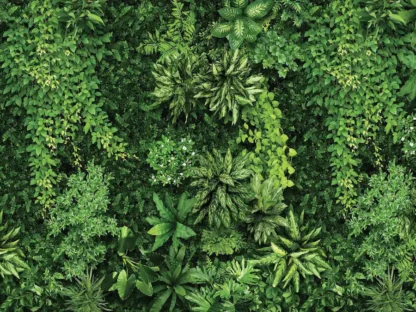 Living Wall Wallpaper is a photo mural of green leaves in a vertical garden from About Murals Canada