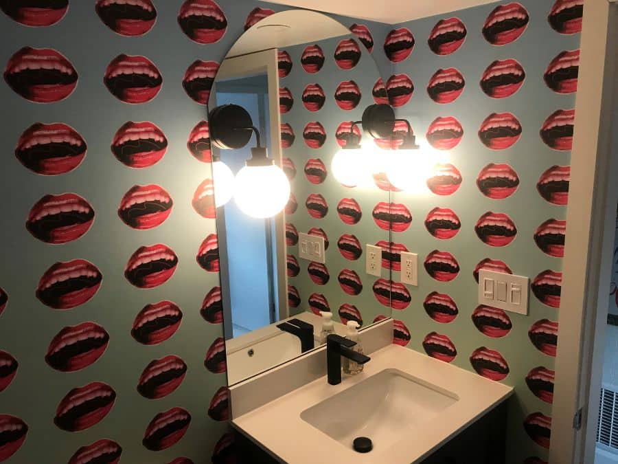 Custom digital print wallpaper created for a bathroom in a customer's home in Oakville, Ontario by About Murals.