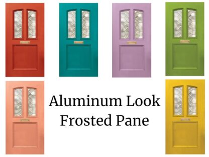 Dementia Door Wrap in various colours of faux aluminum with two frosted window panes from About Murals