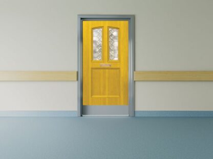 Dementia Door Wrap, as seen on the door of a Hamilton care home, is a washable wallpaper that looks like a real front door to make a facility feel more like home – from About Murals Canada.